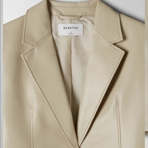 Aritzia Babaton Smith Leather Blazer in Sand White NWT! New with Tags! - Picture 5 of 14